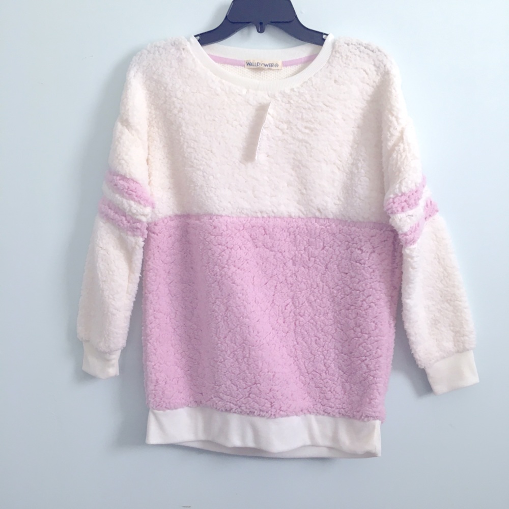 Wallflower sherpa top soft cozy varsity style